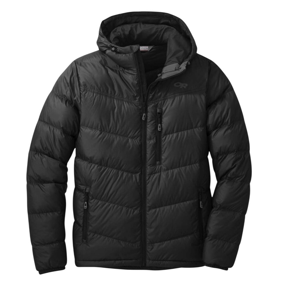 Outdoor Research Mens Transcendent Down Hoody Black Puffer Jacket Sm 650 Fill‎